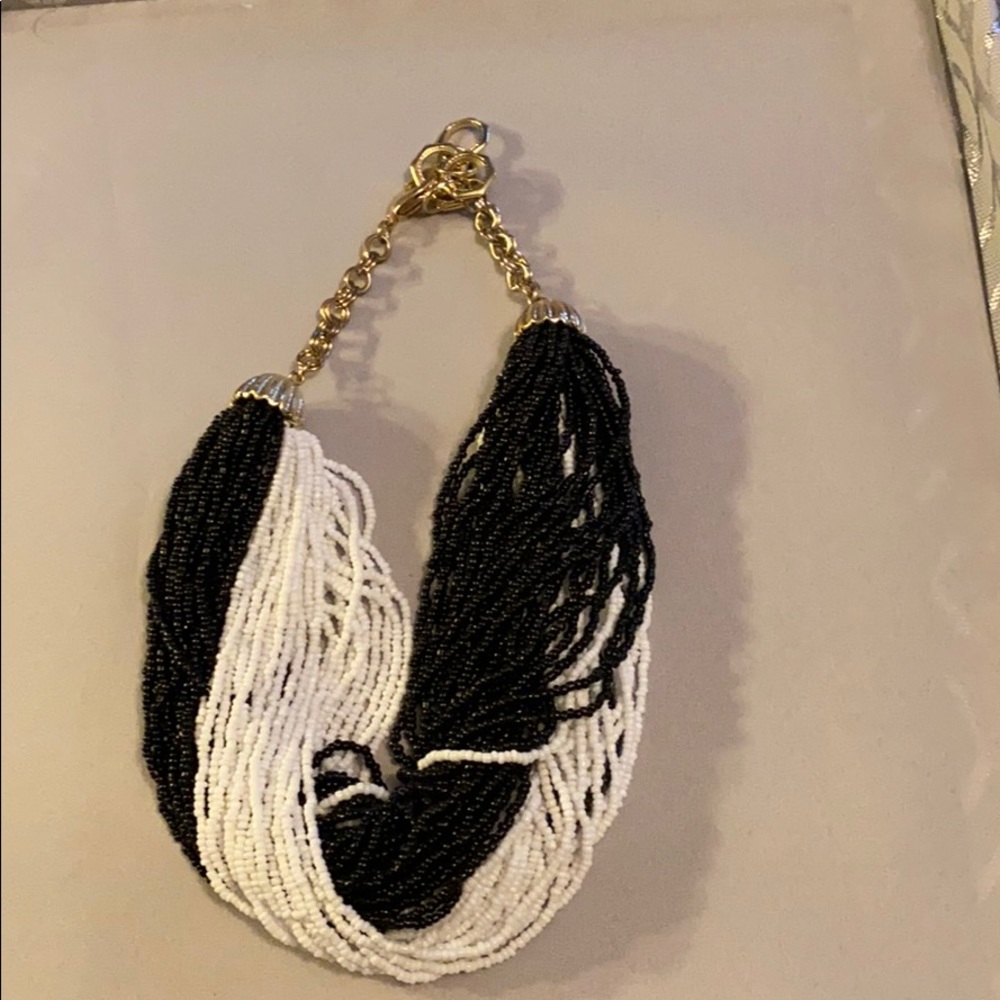 Black and white beaded statement necklace